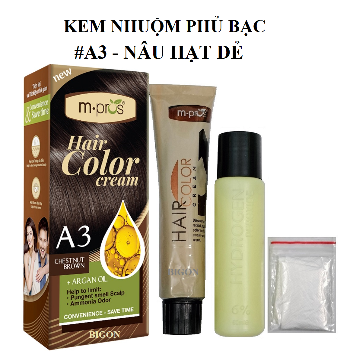 Kem Nhuộm Phủ Bạc M.Pros A3 - Nâu Hạt Dẻ