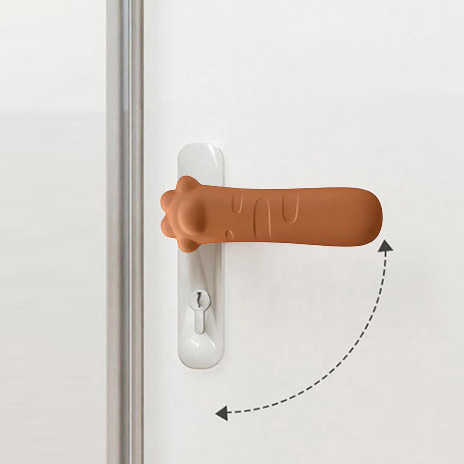 2xDoor Handle Cover Anti Static Noiseless Protector for Home Bedroom Orange