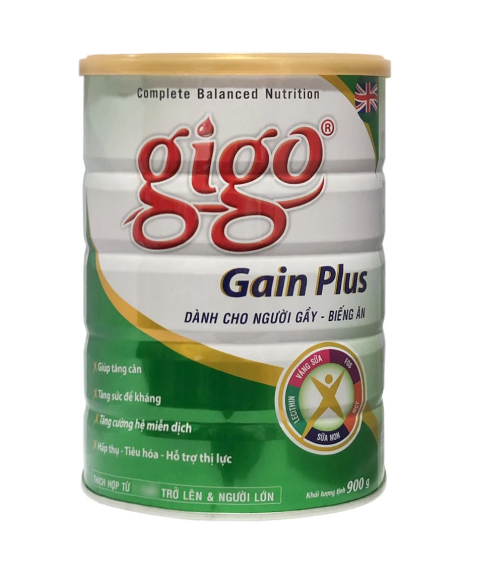 Sữa bột Gigo Gain Plus 900g bổ sung vitamin và khoáng chất giúp ăn ngon miệng tiêu hóa tốt
