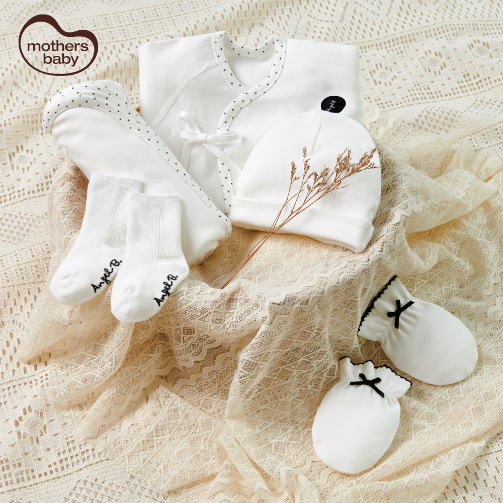 Set Sơ Sinh Cao Cấp 5 Món Đóng Hộp Xinh Xắn - Thương hiệu Angel B, Mothersbaby Hàn Quốc