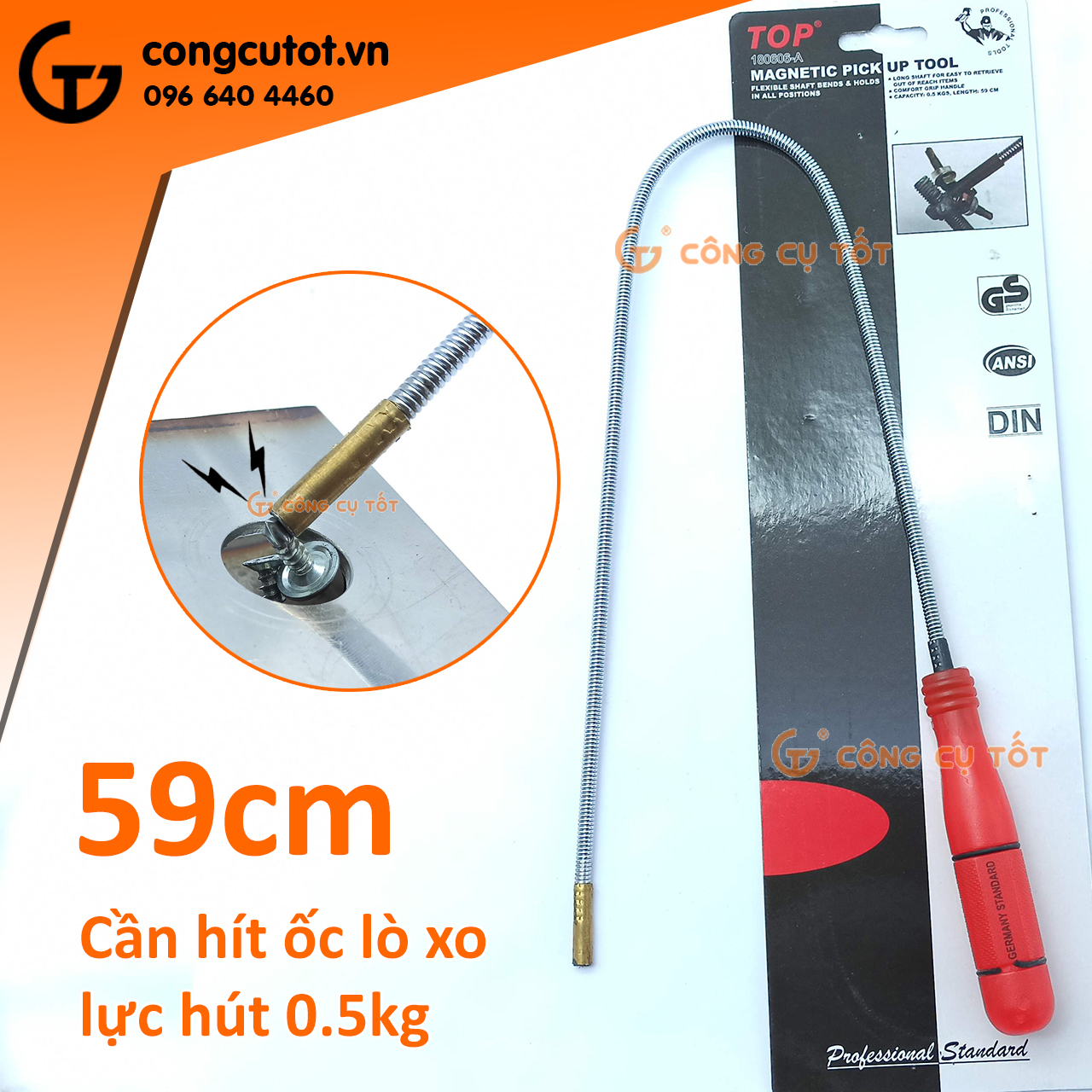 Cần hít ốc lò xo lực hút 0.5kg dài 59cm TOP