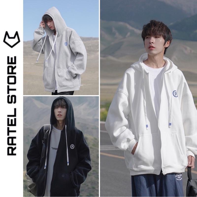 Áo Khoác Jacket Hoodie Zip Nỉ Thu Đông Nam Nữ Chữ R Unisex Form Rộng