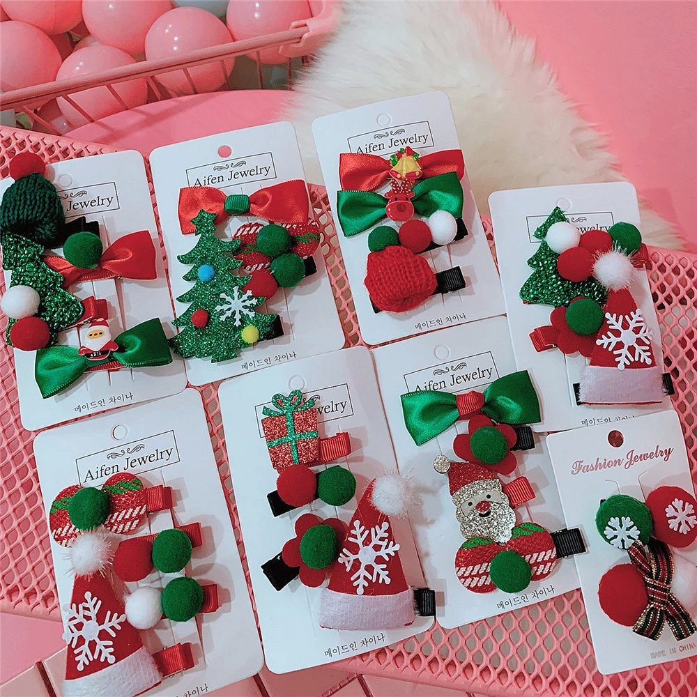 Set 4 Kẹp Tóc Mái Noel Dễ Thương Cho Bé Gái – Giao Ngẫu Nhiên