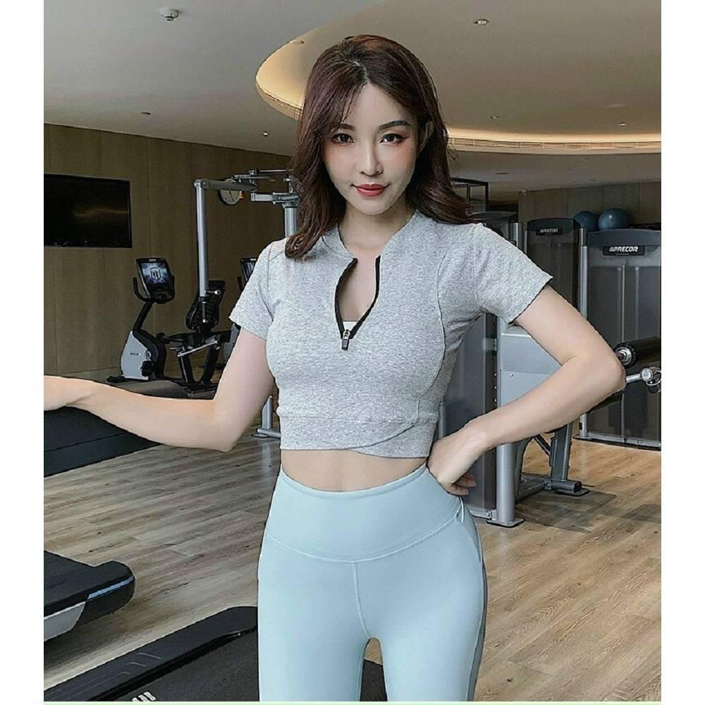 Áo Croptop Kéo Khoá Ngực Hàng Cao Cấp Chất Dày Đẹp (Đồ Tập Gym-Yoga Nữ)