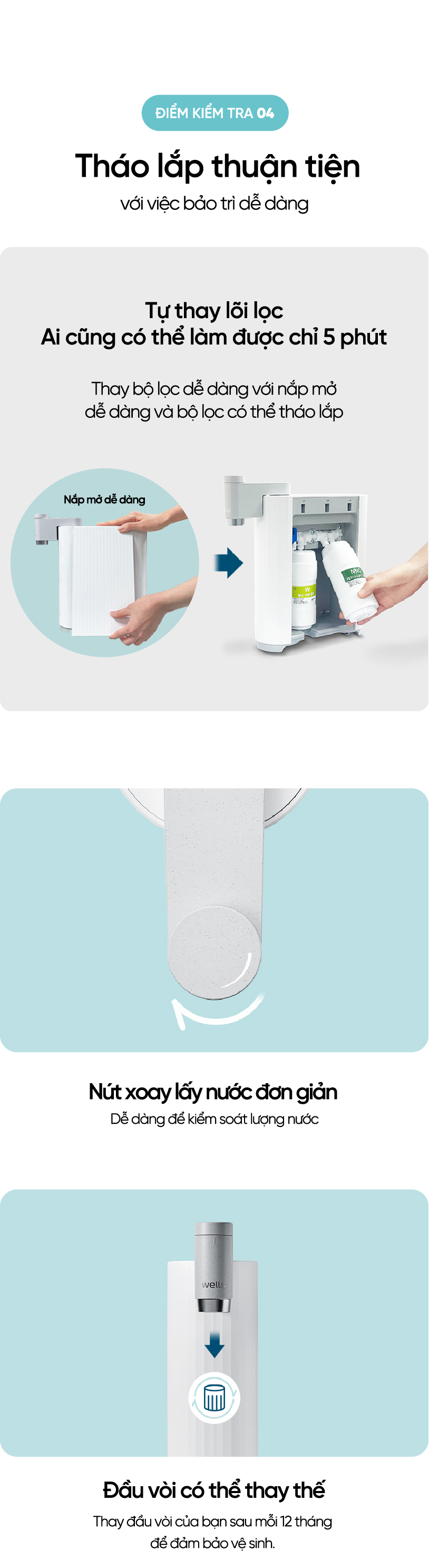 Máy Lọc Nước Wells New Mini, Thiết Kế Nhỏ Gọn, Tankless Không Bình Chứa, Lọc Đa Tầng, Không dùng điện - Hàng chính hãng