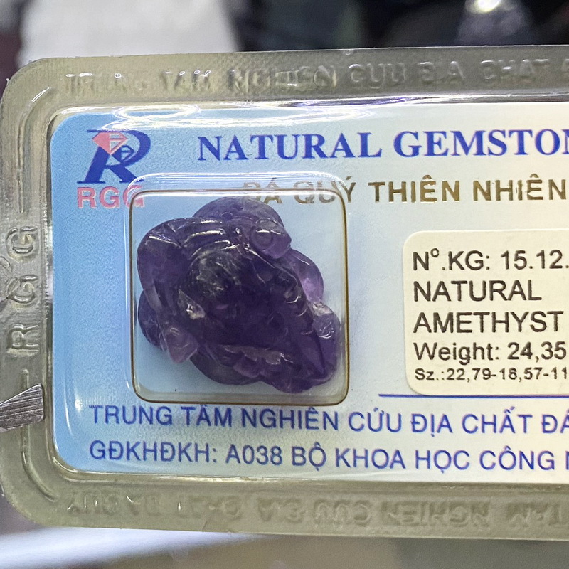 Linh Vật Thiềm Thừ Đá Thạch Anh Tím Amethyst Phong Thủy Tự Nhiên Kiểm Định