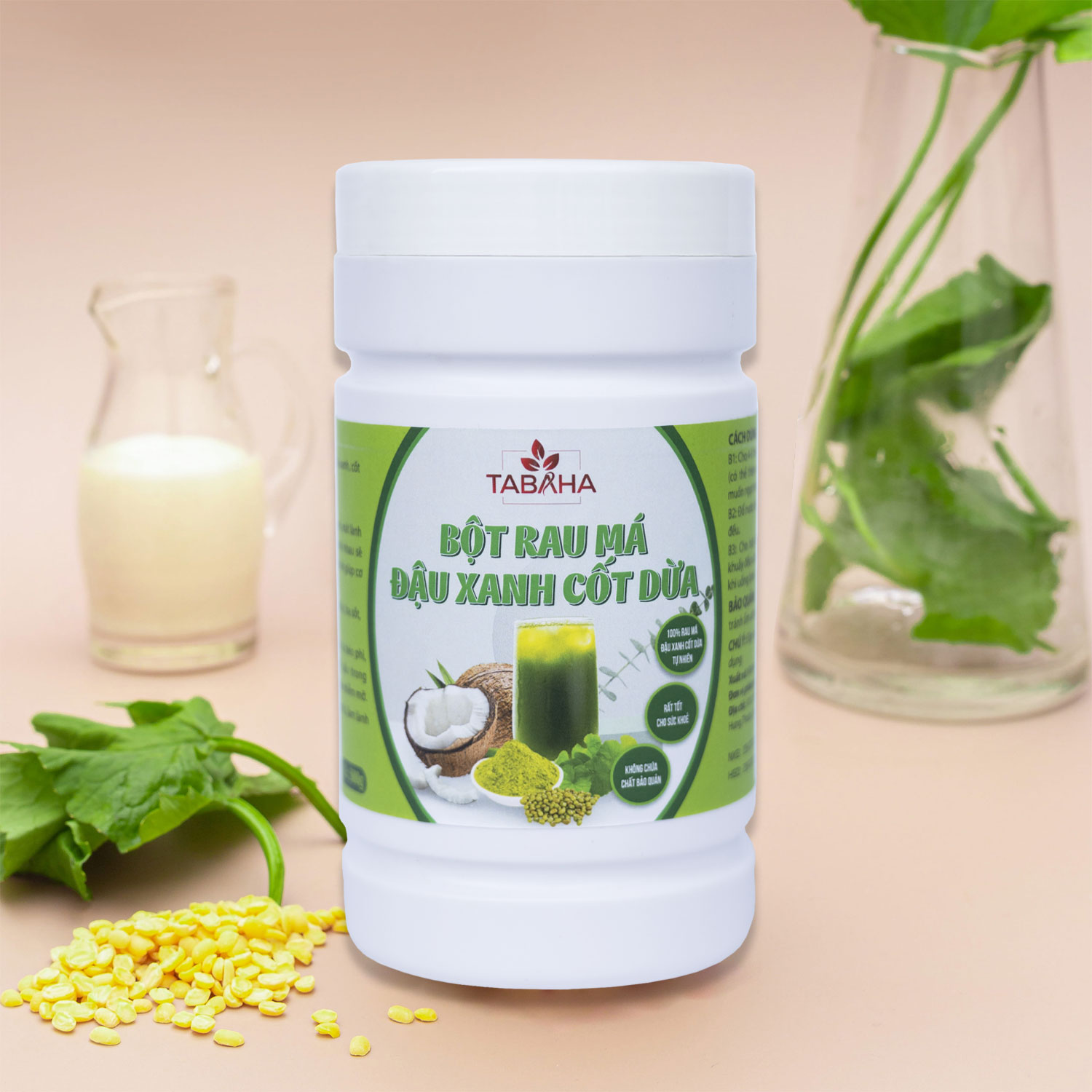 Bột Rau Má Đậu Xanh Cốt Dừa Tabaha 500g Thanh nhiệt đẹp đa mát lành