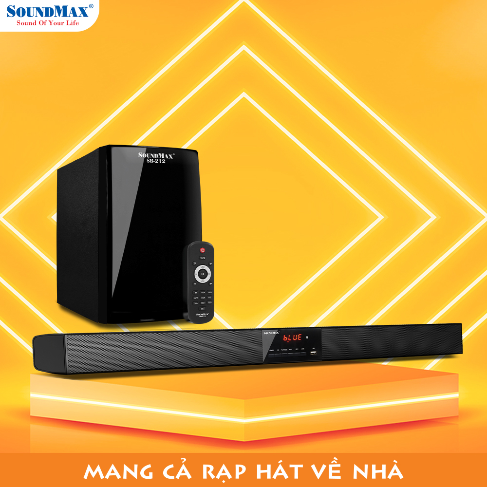 [Hàng Chính Hãng] Loa thanh 2.1 SoundMax SB-212 hỗ trợ kết nối bluetooth, USB 3.0, AUX, Optical, Coaxial với âm thanh chân thực và mạnh mẽ | 2.1 channels soundbar SoundMax SB212
