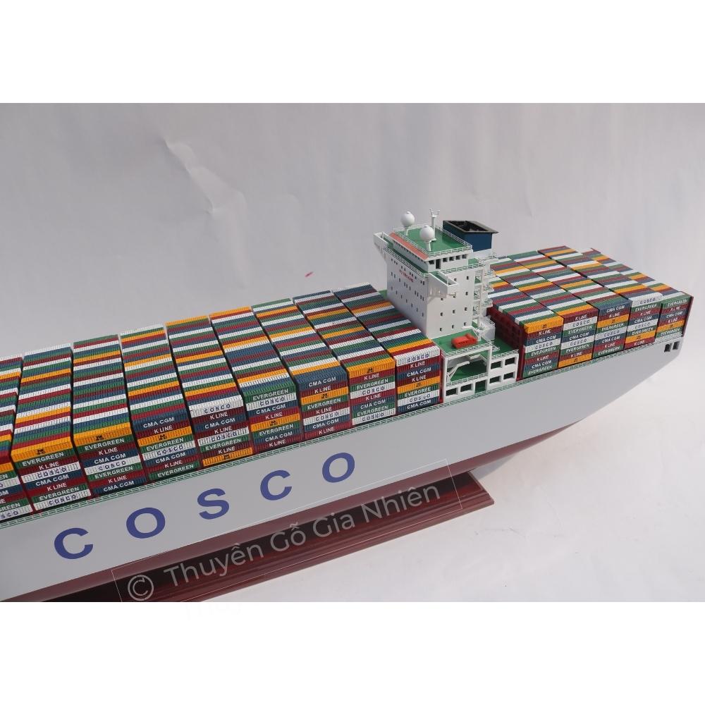 Mô Hình Thuyền Gỗ Trang Trí Phong Thủy Dạng Thuyền Thương Mại COSCO EUROPE SHIP Chính Hãng, Hàng Xuất Khẩu Chất Lượng Cao