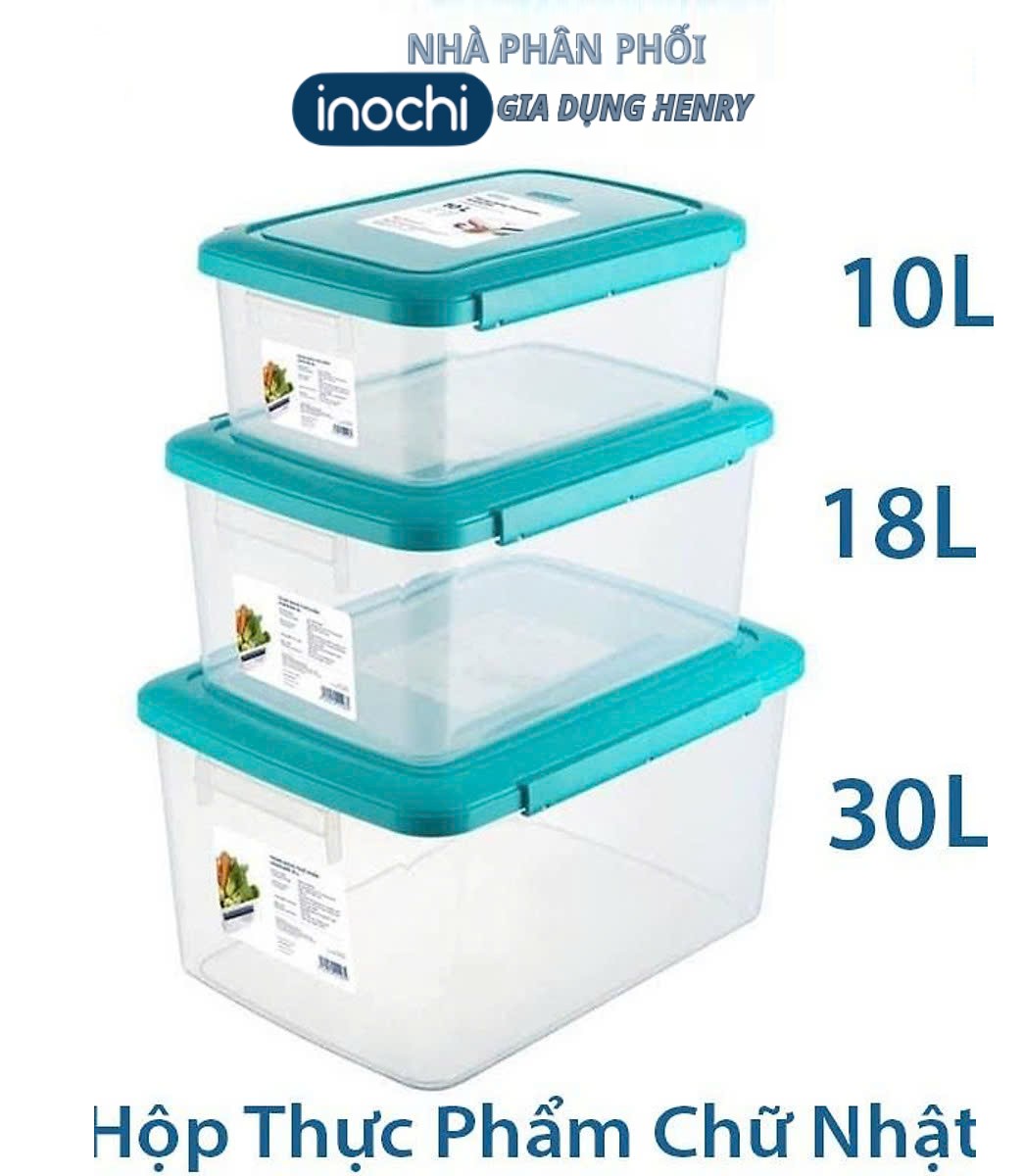 Thùng nhựa trong suốt có nắp Hokkaido Inochi 10L - 18L - 30L đựng đồ, thực phẩm các loại - Nhựa PP nguyên sinh an toàn chắc chắn