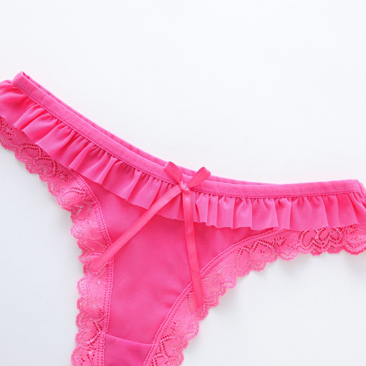 Combo 2 quần lót nữ, quần lọt khe, quần lót tam giác ren lưới xuyên thấu sexy, đính nơ xinh xắn LYEQ052