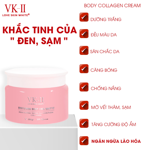 Kem Body Dưỡng Trắng Da Collagen 200g VK II