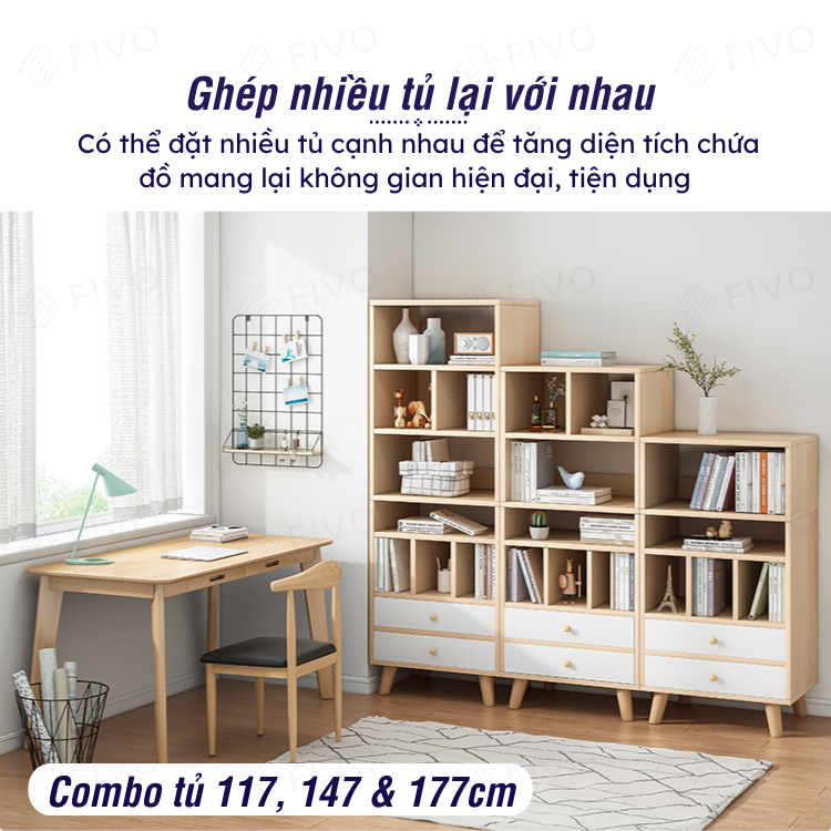 Tủ Đựng Sách Gỗ MDF FIVO FB61 Phong Cách Hàn Quốc - Hàng Chính Hãng