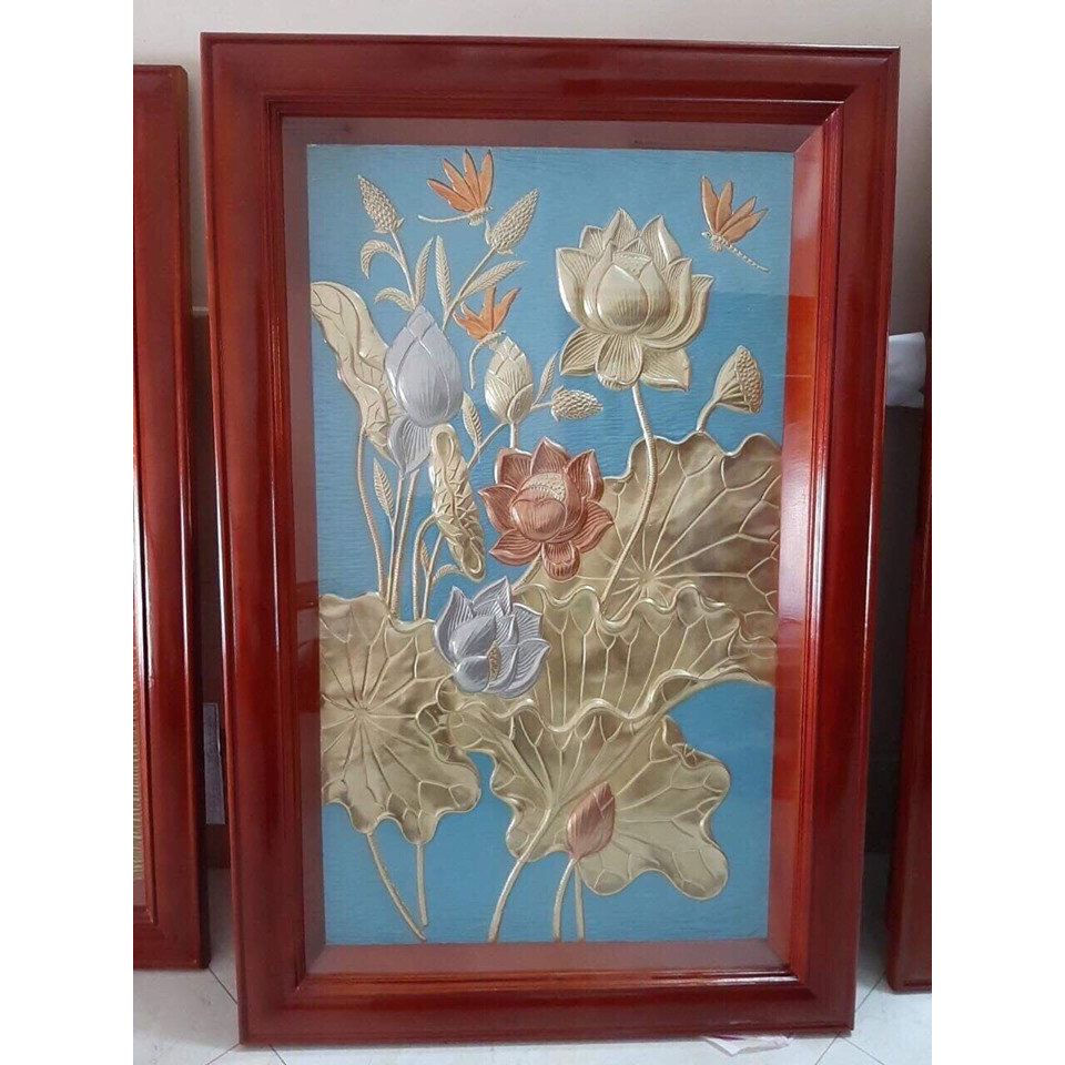 Tranh Đồng phù điêu SEN HẠC