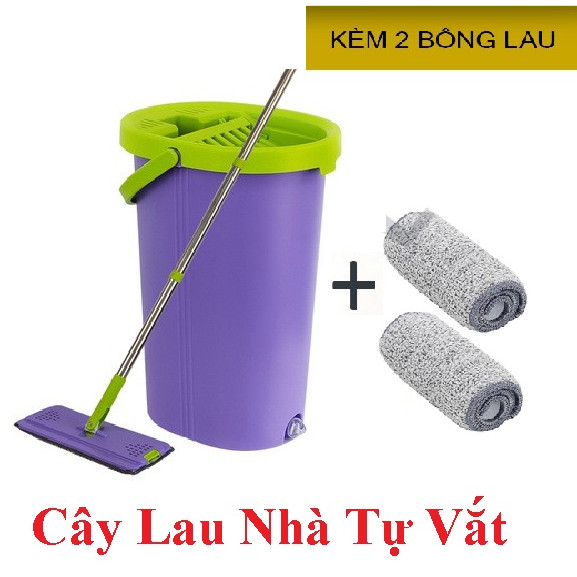 Cây lau nhà thông minh Vừa Giặt Vừa Vắt kích thướt nhỏ gọn, 1 nút xả nước, 2 miếng bông lau, màu ngẫu nhiên