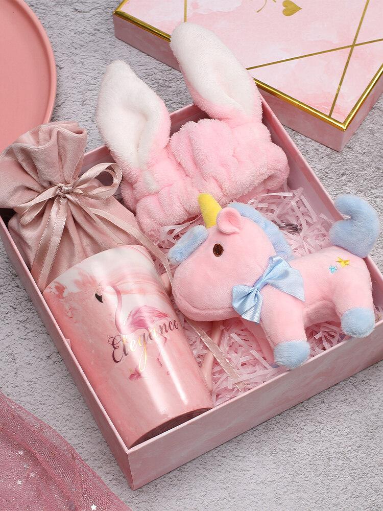 Hộp giấy cứng đựng quà tặng họa tiết cẩm thạch màu hồng hai mảnh, chất liệu cứng cáp sang trọng