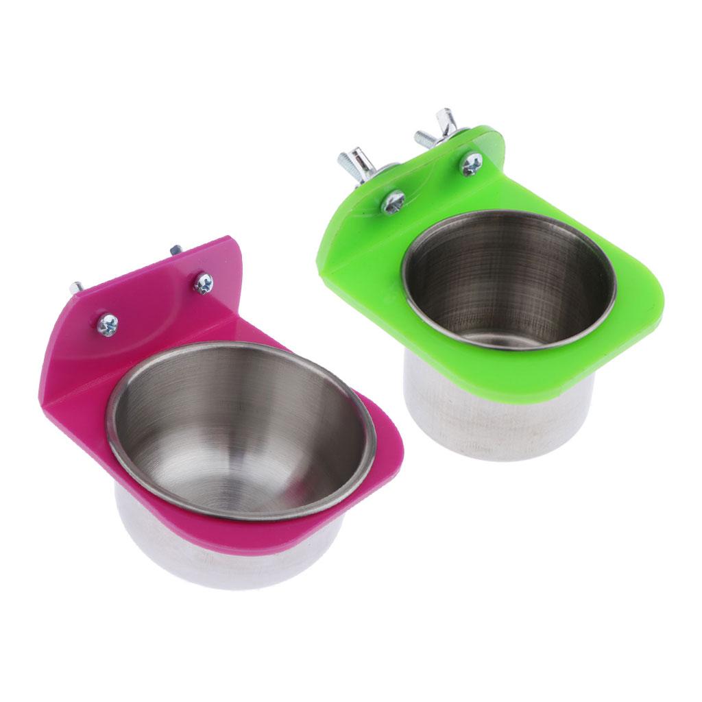 2X Pet Bird Parrot Automatic Water Feeder Feeding Cups for Small to Large