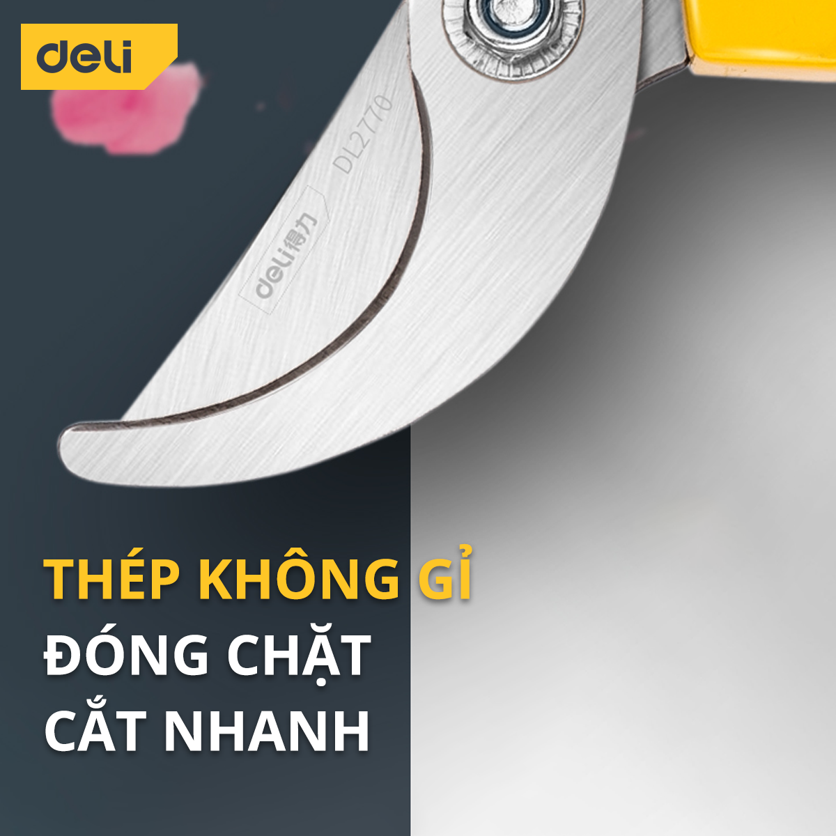 Kéo Cắt Cành Lưỡi Thép Deli Kích Thước 8 Inch, Tay Cẩm Chống Trơn Trượt, Dễ Dàng Sử Dụng DL2770