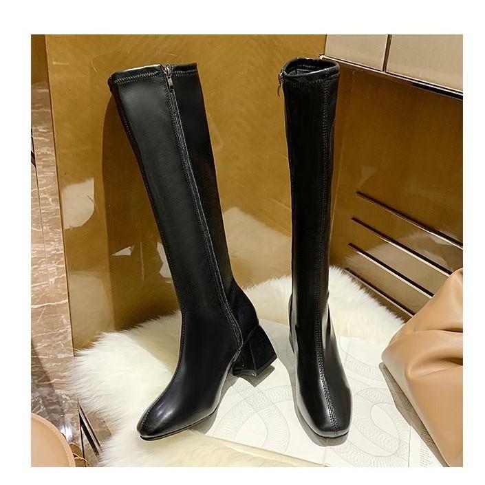 BOOT ĐÙI NỮ MŨI TRÒN GÓT VUÔNG KHÓA KÉO HÔNG ĐEN NÂU KEM QUẢNG CHÂU LOẠI ĐẸP