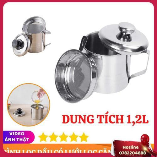 Lọc Dầu Ăn, Ca Lọc Dầu Ăn 1.5L Inox 304 Lọc Bỏ Cặn Dầu Ăn Có Khay Lọc Hiệu Quả, Bình Đựng Dầu Thừa Tiện Dụng - Miễn Phí Vận Chuyển