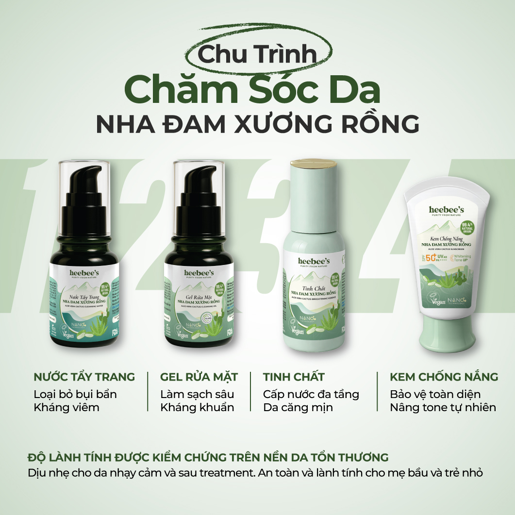 Kem Chống Nắng Thuần Chay Phổ Rộng Xương Rồng Heebee's Dưỡng Trắng, Chống Tia UVA, UVB, Ánh Sáng Xanh, Nâng Tone 40g