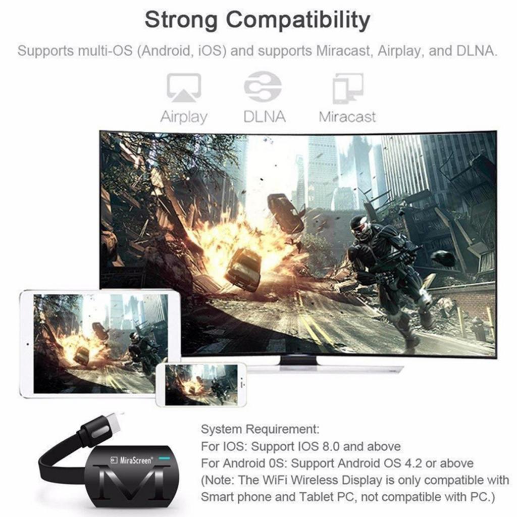2.4G 4K WiFi Display Receiver Wireless HDMI TV Dongle For Android IOS