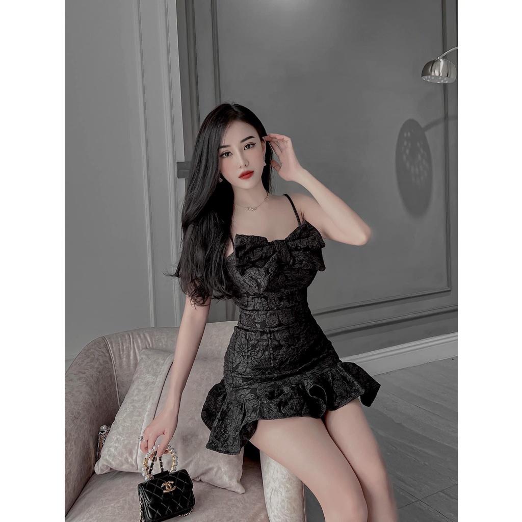 Đầm kiểu nữ dự tiệc Angel Dress Cúp Ngực chất gấm xốp phối nơ ngực tùng nhún gợi cảm cuốn hút DSS858