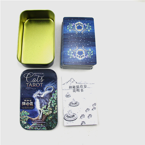 Bộ Bài Bói Mystical Cats Tarot Hộp Sắt Cao Cấp