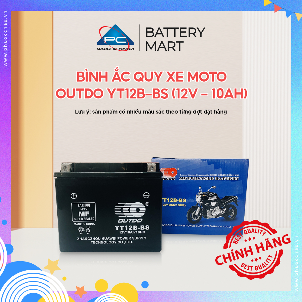 Bình ắc quy xe moto OUTDO YT12B-4 (MF) (12V - 10AH)