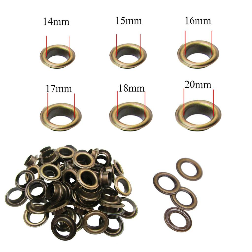 Khoen ore mắt cáo 4mm,5mm,8mm,12mm,14mm,16mm Bằng sắt xi màu ĐỒNG Khuy oze mắt cáo bấm bạt, túi giấy Túi 100 cái