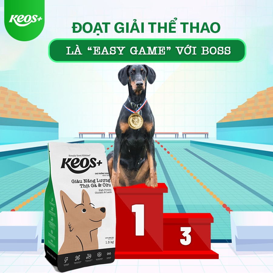 20KG Thức ăn cho chó Keos Plus Giàu Năng Lượng Thịt Gà &amp; Cừu - Keos+ High Protein Chicken &amp; Lamp