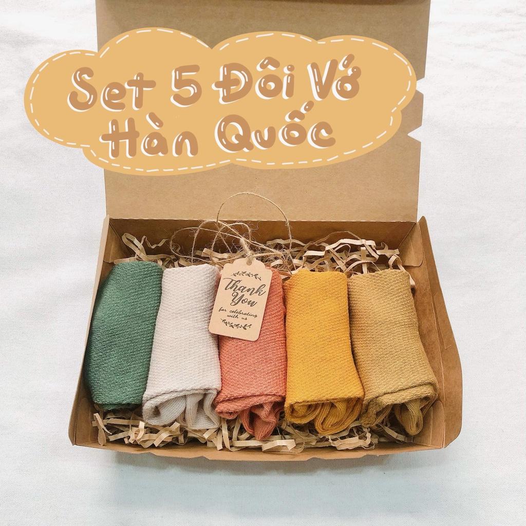 Combo 5 Đôi Vớ Ngắn Hàn Quốc - Set 5 Tất Màu Pastel Dễ Thương