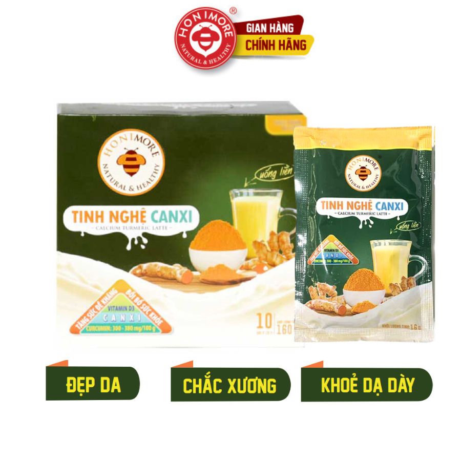 Tinh Nghệ Canxi Honimore 3 trong 1 - 10 gói Thơm ngon, dễ uống