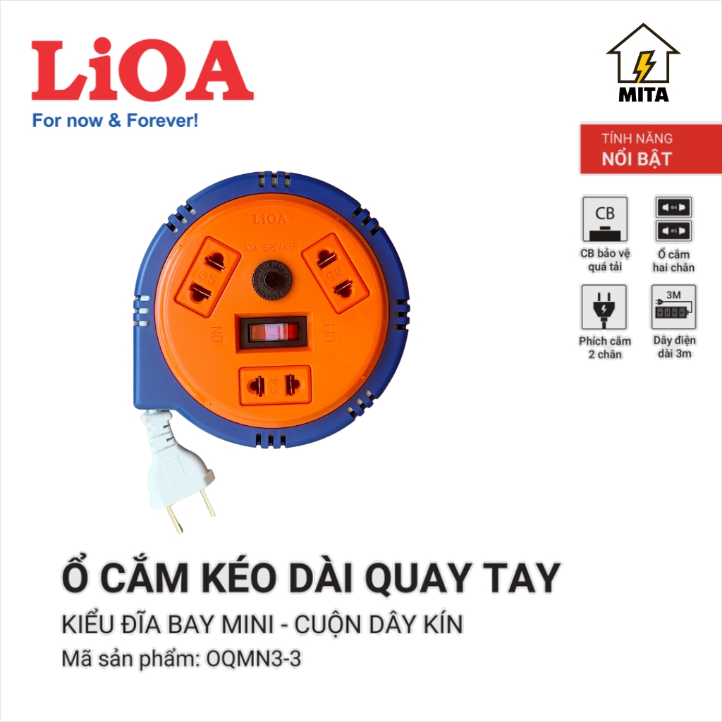 Ổ Cắm Điện Kéo Dài Kiểu Đĩa Bay LiOA dây dài 3m/5m/10m