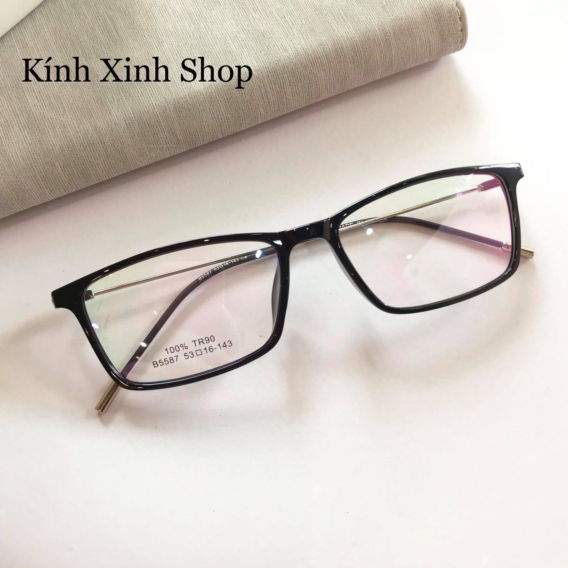 Kính Giả Cận, Gọng Kính Cận Nam Nữ Mắt Vuông Gọng Kim Loại Không Độ Hàn Quốc - KÍNH XINH SHOP