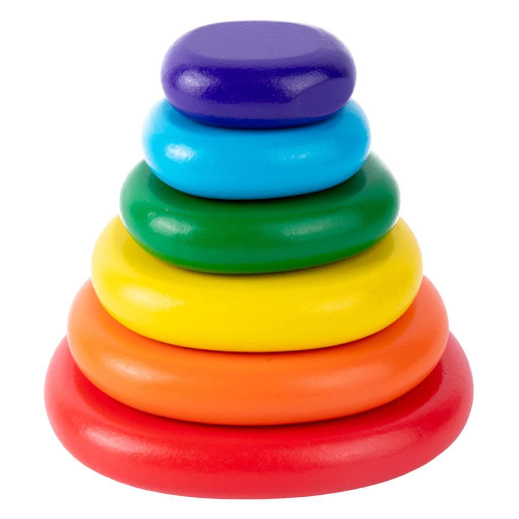 Wood Stacking Blocks Balancing Stone for Boy and Girl Fine Motor Skill Toy 6pcs