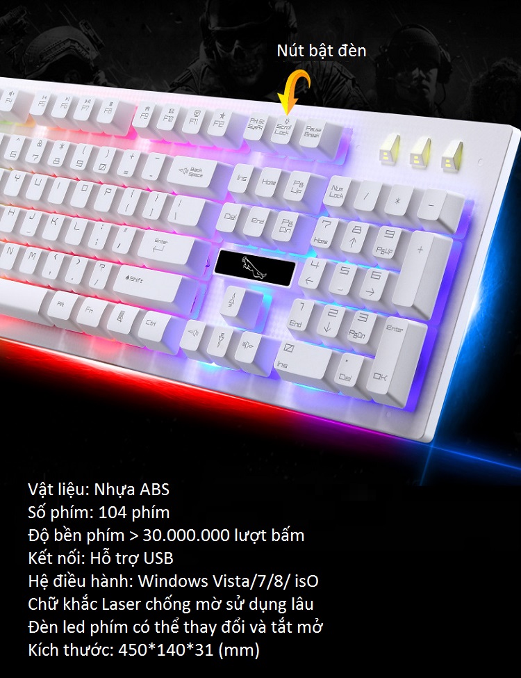 Bàn Phím Chơi Game Đèn Led Phát Sáng G.20