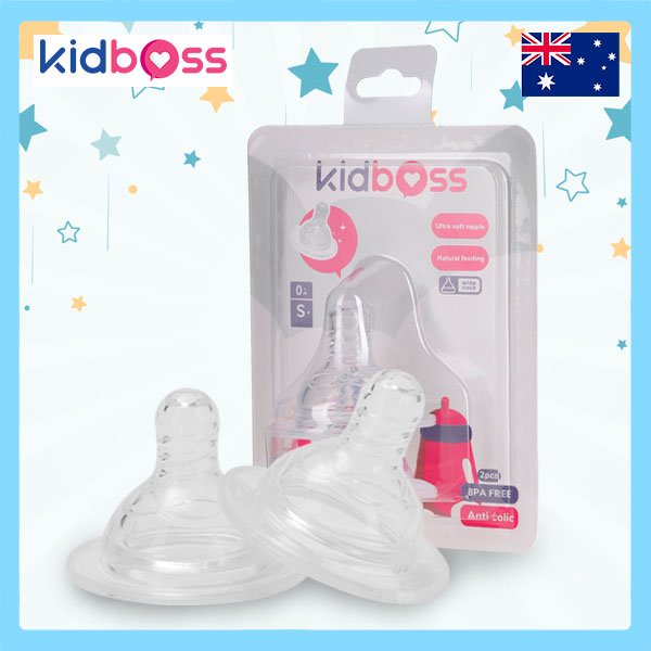 Cặp Núm Ti Silicone Kidboss (Bình PP) - Size + (trên 12 tháng)