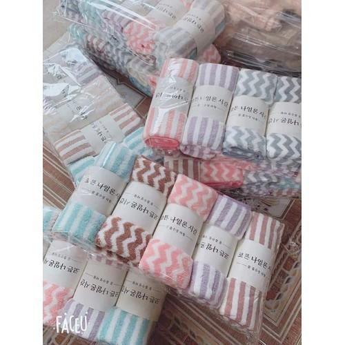 Khăn Mặt Lông Cừu Xuất Hàn Vân Kẻ Sọc