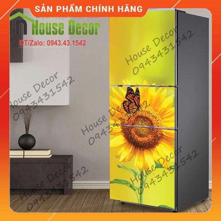 Giấy Dán Trang Trí Tủ Lạnh Chất liệu PVC Chống Thấm Nước - Hướng dương bướm