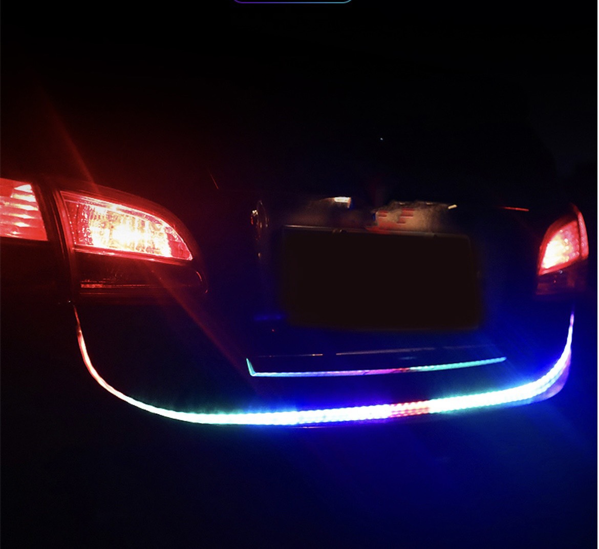 Dây đèn led trang trí cốp ô tô xe hơi 12V - Led cốp chạy đuổi 7 màu dài 120cm tích hợp 6 chế độ chống nước