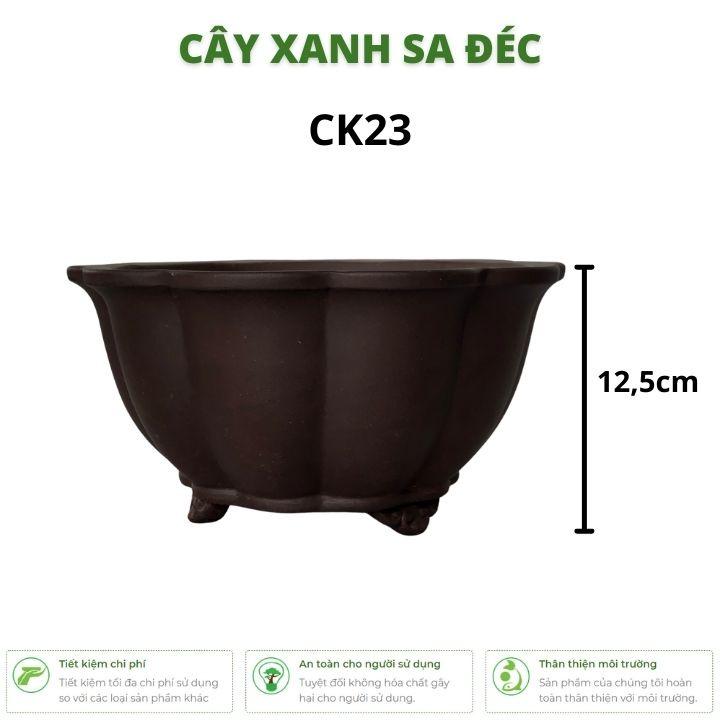 Chậu tròn vành miệng hoa CK23 màu đen nhám, kích thước 12,5 x 22 cm trồng cây cảnh