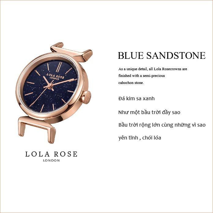 Đồng hồ nữ dây da chính hãng Lolarose mặt tròn 24mm đá cẩm thạch tím Galaxy cao cấp