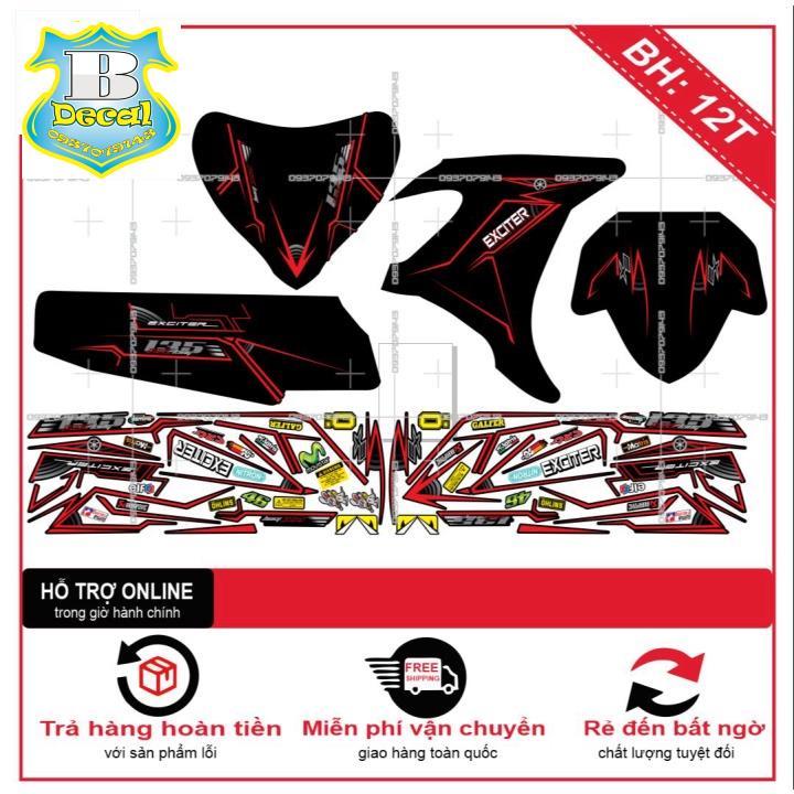 Tem rời dành cho EX 2011 CHỈ SỌC ĐỎ ĐEN NHÁM