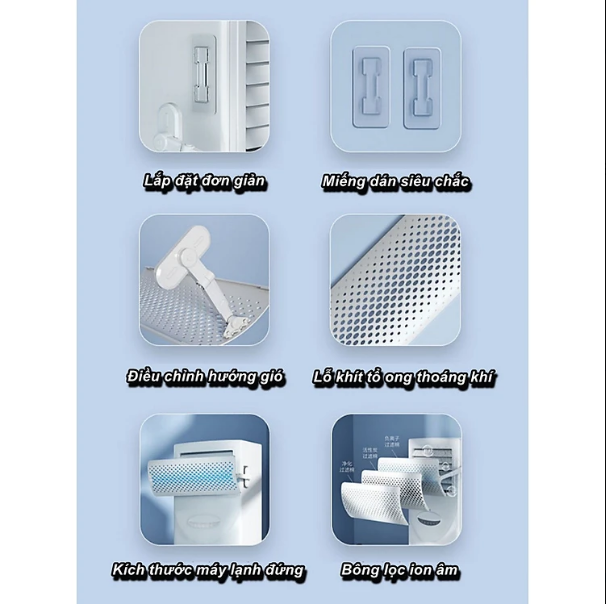 Cao cấp - Tấm Chắn Gió Điều Hòa Máy Lạnh Di Động SWING PROTECT Lọc Không Khí Ion Âm