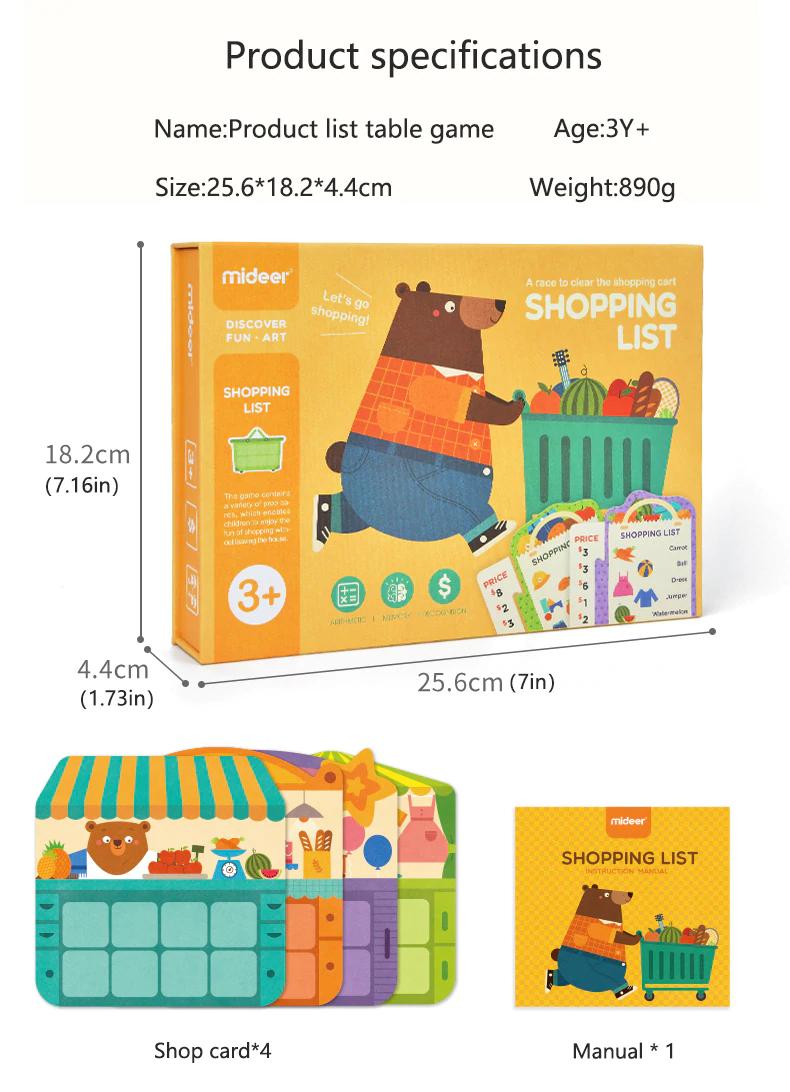 Shopping List - bộ trò chơi học cách đi chợ mua sắm và tiêu tiền cho bé từ 3 tuổi trở lên