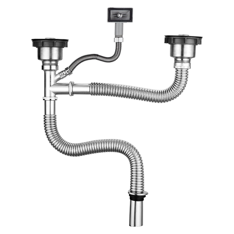 [FREESHIP HÀNG LOẠI 1] Bộ xả chậu rủa bát 2 hố. Hệ thống thoát nước nhà bếp - Xiphong- Ống thoát bồn rửa chén 2 hố inox