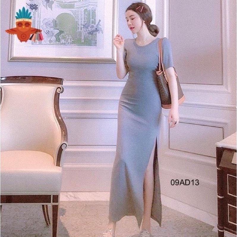 Đầm gân body xẻ dài