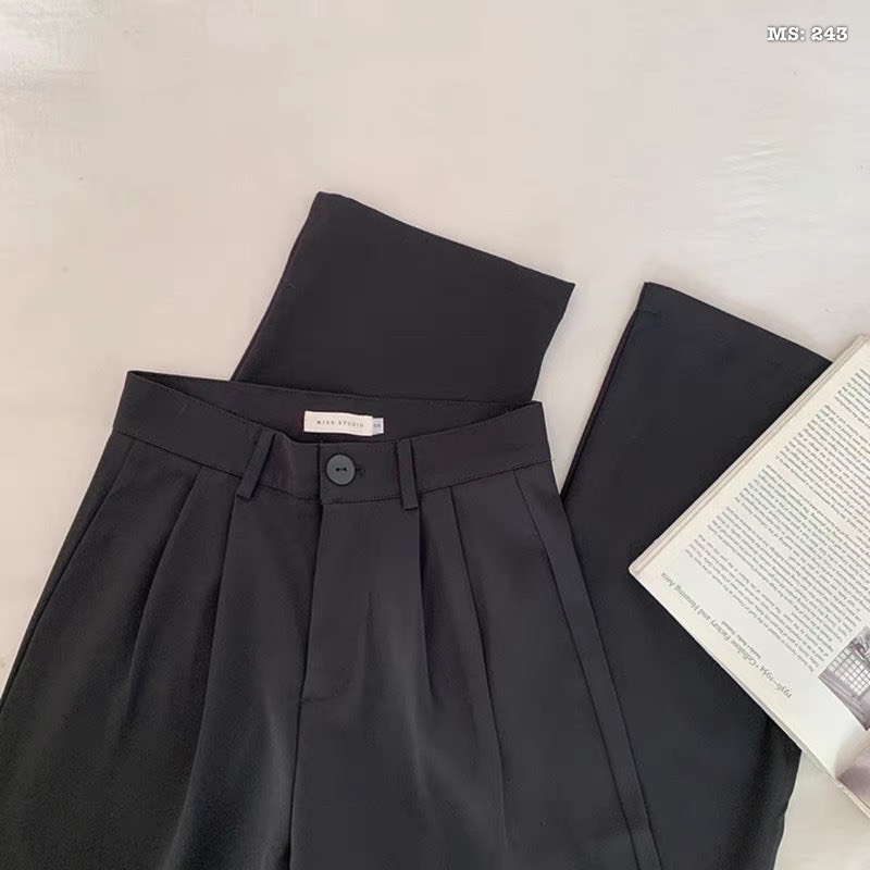 Quần ống rộng nữ lưng cao ,quần ống suông rộng xếp ly trước Cun Fashion vải tuyết mưa đanh,form quần chuẩn đẹp công sở