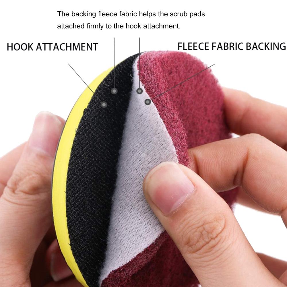 11Pcs Scrubbing Cleaning Kit 4-inch Adhesive Plate Scrub Pads Scouring Pad Kit Compatible with Electric Drill for Carpet